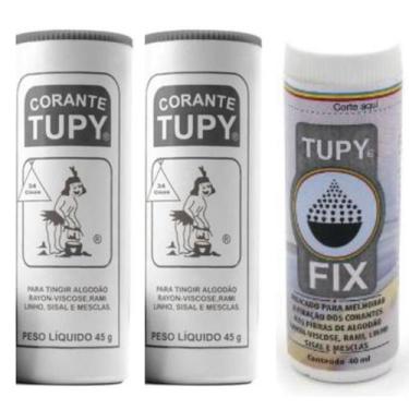 Imagem de Kit Linha Tupy 2 Corante + 1 Fixador Tupy Fix para Tingir Roupa DIVERS
