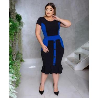 Imagem de Vestido Midi Sara Moda Evangélica Feminina - MISS FLOWER, Azul, P