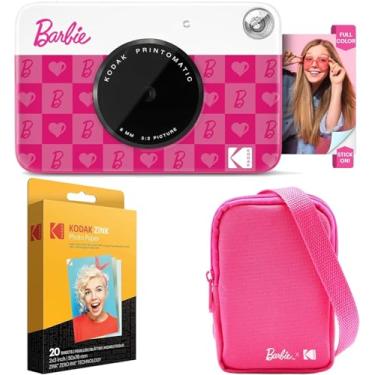 Imagem de Kodak Conjunto de câmera digital Barbie Printomatic com impressão instantânea colorida (estilo icônico) + capa para câmera Barbie Deluxe + papel Zink (20 folhas)