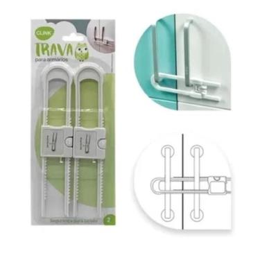 Imagem de Kit 2 Travas Multiuso para Gavetas, Portas e Armário Segurança do Bebê
