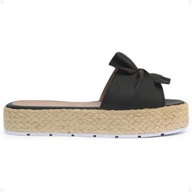 Imagem de Tamanco Laço Plataforma Juta Feminino Mule Original Samdar, Preto, 38