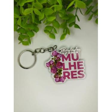 Imagem de Kit 50 chaveiros dia das mulheres em mdf personalizado colorido em uv 