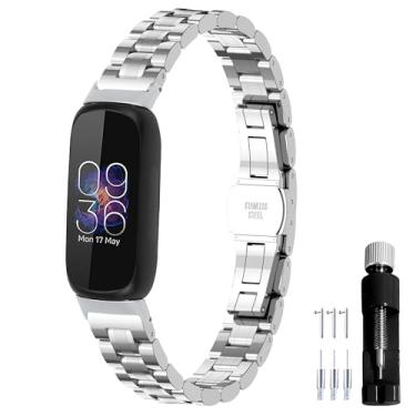 Imagem de Gheper Pulseira de relógio de metal 316L de aço inoxidável compatível com Fitbit Inspire 3, pulseira de substituição para smartwatch para mulheres e homens