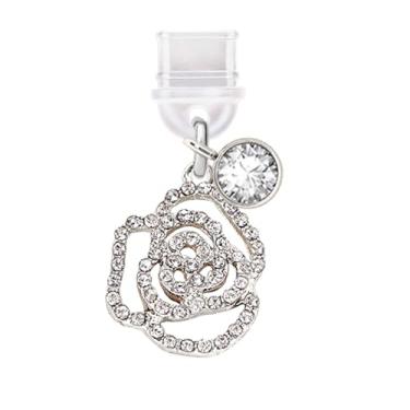 Imagem de ELISE & FONDA TP499 Tipo-C porta de carregamento antipoeira plugue cristal rosa amor celular charme para iPhone 15/16/Samsung/OnePlus/Xiaomi/oppo telefones Android (branco), approx. 1.6 cm (L) x 0.35