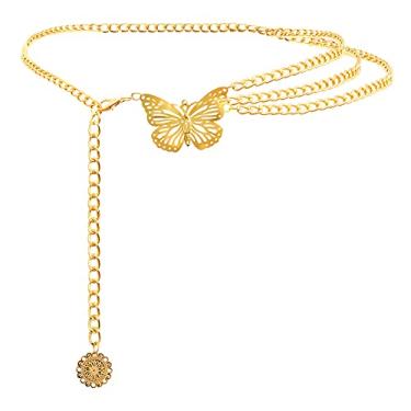 Imagem de AMYGEM Corrente de cintura de metal multicamadas para mulheres, cinto feminino ajustável, joia de barriga para vestidos, calças jeans, Small(90 cm / 35.8 in), Metal não precioso, Sem pedras preciosas