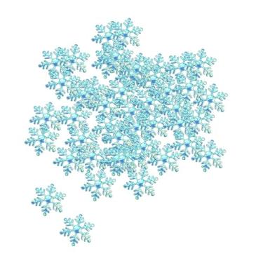 Imagem de rockible Decorações de confete de floco de neve Enfeites de Natal Lindo tema de Natal Decorações de mesa fofas para cartões de Natal Escritório, Azul