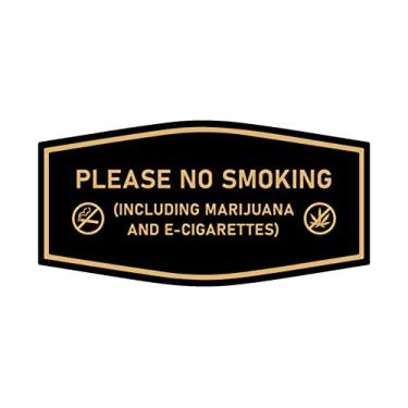 Imagem de Signs ByLITA Placa Fancy Please NO SMOKING (incluindo maconha e cigarros eletrônicos) (preto dourado) - Médio