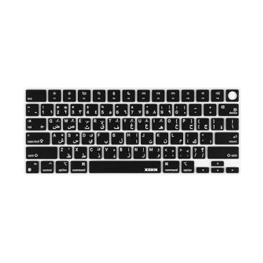 Imagem de XSKN Capa de silicone para teclado americano preto letra árabe para 2021 e posteriores chip M2 M3 M4 MacBook Air 13,6 15,3 polegadas MacBook Pro 14,2 16 polegadas com Touch ID