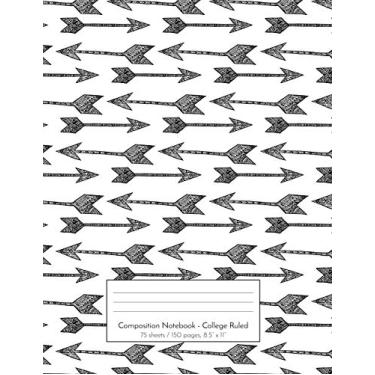 Imagem de Composition Notebook - College Ruled: 75 sheets / 150 pages, 8.5" x 11" Doodle Black and White Boho Arrows on Composition Book