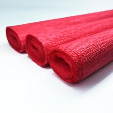 Imagem de Kit 10 Rolos de Papel Crepom, 48cm x 2m, Cores Sortidas (VERMELHO)