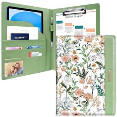 Imagem de Pasta de portfólio padfolio/currículo para mulheres e homens, WAVEYU Cute Chic Padfolio Cover Folder, organizador de documentos de conferência/jurídico com prancheta tamanho carta/A4, capa para