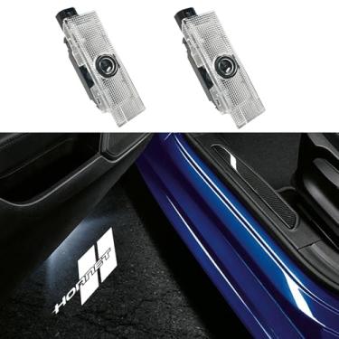 Imagem de JUNMEI Luzes de porta com logotipo para projetor, luzes de poça, ultra-brilhantes, luzes de boas-vindas que nunca desbotam, compatível com acessórios Dodge Hornet GT R/T (letras brancas)