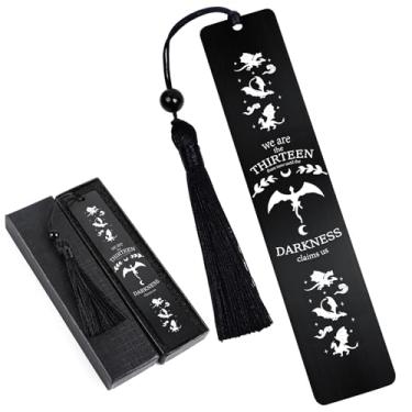 Imagem de Berirexrion Marcador de livro de dragão de quarta asa – Marcador de página de metal para homens, espada, flor, preto, fantasia, aventura, romance, acessórios, marcadores de livro com pingente para