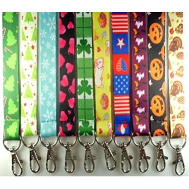 Imagem de Conjunto de 10 suportes para crachá de identificação de cordão com estampa de feriados