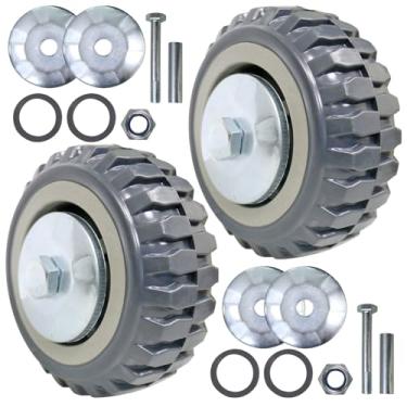 Imagem de BESUNTEK Pacote com 2 rodas para carrinho de pressão, rodas de substituição de borracha resistente com rolamentos de esferas de precisão, rodízio universal de placa silenciosa para carrinhos de