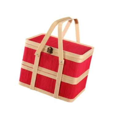 Imagem de IEUDNS Cesta de Tecido de Bambu Cesta de Embalagem de Presente Cesta de Compras de Recipientes de Alimento Cesta de Bambu com Tampa para Lanches Pão de, 27cm X 20cm X 22cm