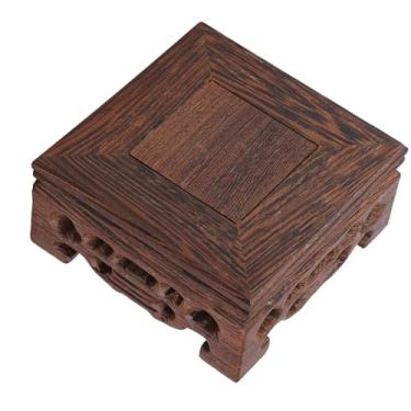 Imagem de Suporte de Exibição de Vaso Com Base Quadrada de Madeira para Decoração de Casa retrô Pedestal de Bonsai (Comprimento 8 Largura 8 Altura 3,7)