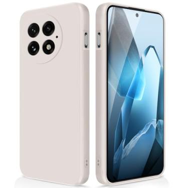 Imagem de GiiYoon Capa para OnePlus 13, capa protetora de corpo inteiro com toque suave e sedoso, case à prova de choque com forro em microfibra - Bege