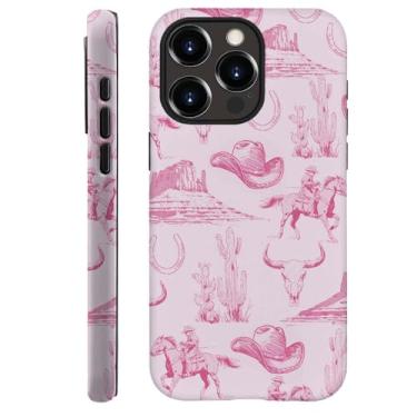 Imagem de DAIZAG Capa compatível com iPhone 11 Pro Max, capa de telefone vintage rosa chapéu de cowboy cavalos cactos para iPhone 11 Pro Max para meninas mulheres meninos homens