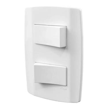 Imagem de conjunto ilumi slim branco com placa 2 interruptores paralelo / simple