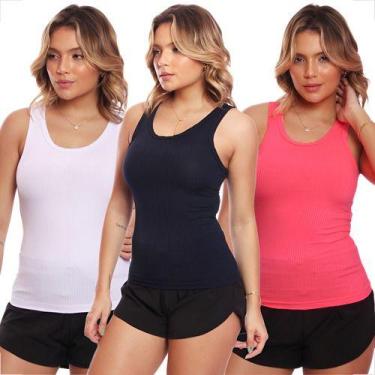 Imagem de Kit 3 Regatas Nadador Fitness Academia Canelada - MC Digital, M, Rosa,