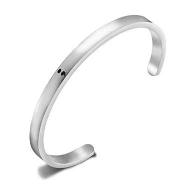 Imagem de Pulseira de punho semicolon para conscientização do suicídio para o dia a dia com lembrete de saúde mental