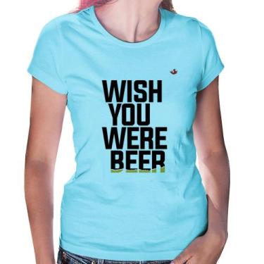 Imagem de Baby Look Wish you were beer - Foca na Moda, Azul bebê, M