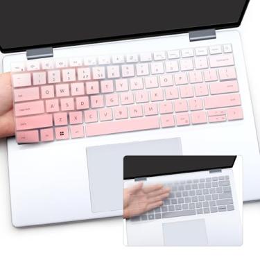 Imagem de 2 peças de capa de teclado para Dell Inspiron 14 5440 5441 5445 7440 7441 7445 e Inspiron 16 7640, Inspiron Plus 14 7441 7440 e Inspiron Plus 16 7640 Skin-OmbrePink+Clear