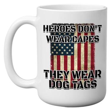 Imagem de Heroes Capes Caneca de café veterano militar bandeira dos EUA heróis americanos não usam capas novidade copo presente para marinha marinha exército força aérea (capas)