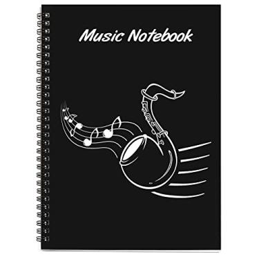 Imagem de BestSounds Papel manuscrito, papel de pessoal em branco, composição musical, caderno, acessórios para piano presentes, 50 páginas, 10 bastões (#B)