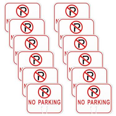 Imagem de Geetery 12 peças de cone de trânsito sem estacionamento, 30 x 26 cm, placa de aviso superior de cone de trânsito de plástico para barricada de estrada, construção externa, à prova d'água