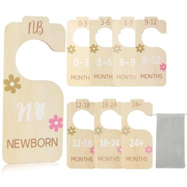 Imagem de Kogcmeetl Divisórias de armário de bebê para organizador de roupas – Conjunto de 8 divisórias de cabide de madeira dupla face para bebês de recém-nascido a criança pequena para decoração de berçário