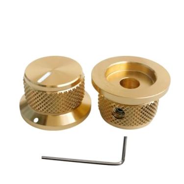 Imagem de ROZILO 2 peças de ouro com puxadores de guitarra indicatrix liga de alumínio 1/10.2 cm puxadores universais de cartola sino botões de controle de tom de volume para guitarra/baixo/AMPS