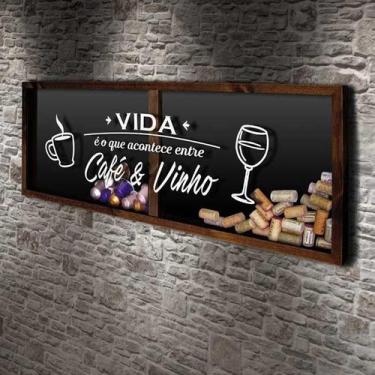 Imagem de Porta Rolhas e Cápsulas Panorâmico - Entre Café e Vinho - Quadro Novo,