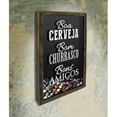 Imagem de Quadro Porta Tampinhas  Boa Cerveja  Bom churrasco - Quadro Novo, Rúst