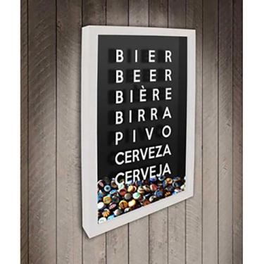 Imagem de Quadro Porta Tampinhas Cerveja no mundo - Quadro Novo, 30x40, Branco