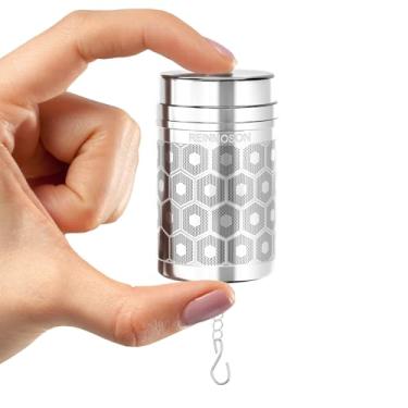 Imagem de Reinmoson Mini coadores de chá para chá solto, infusor de chá de malha extrafina, aço inoxidável 304 e tampa rosqueada fina atualizada, folha solta para chá preto, Rooibos, etc
