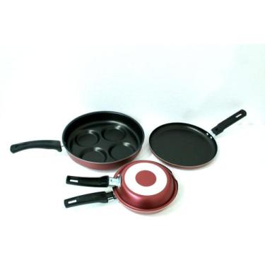Imagem de Kit Frigideiras diversas (Frigideira 4 Ovos + Panquequeira 2 Peças +Fr