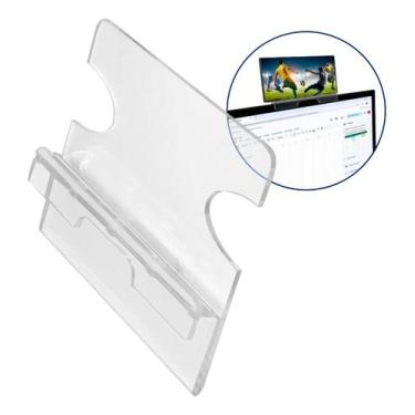 Imagem de Suporte Apoio Porta Celular Notebook Acrílico Transparente Monitor Sma
