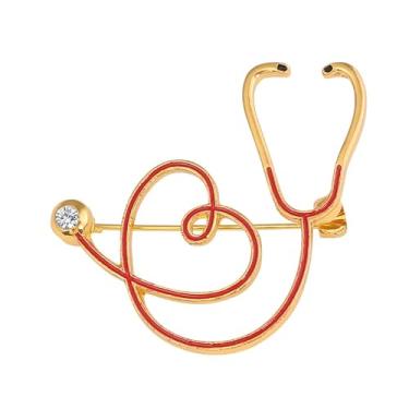 Imagem de coadipress Broche estetoscópio para enfermeiros médicos personalidade esmalte enfermeira medicina estetoscópio broches batimentos cardíacos mochila roupas acessórios de moda joias, Medium, Liga de
