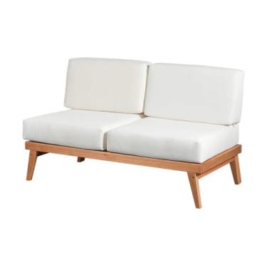 Imagem de Sofá 2 Lugares para Sala e Varanda Módulo Veraneio Meu Móvel de Madeira - Bege e Mel