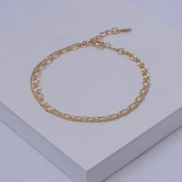 Imagem de Pulseira Dupla Feminina Folheada a Ouro - Ralifla Semijoias