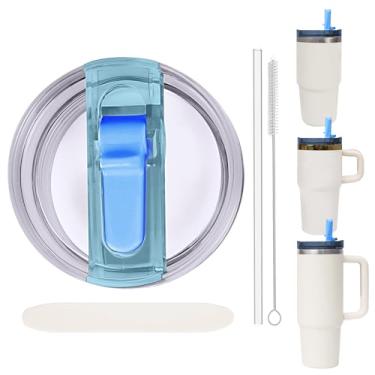 Imagem de Tampa de substituição à prova de vazamento com canudo - Apto para Stanley ProTour Quencher e Quencher H2.0 590 ml, copo de 850 g (azul celeste, 590 ml e 850 g)