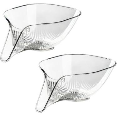 Imagem de 2 peças cesta de drenagem multifuncional, cesta de drenagem funil coadores e escorredores tigela de lavagem tigela de lavagem cozinha comida estirpe para frutas, legumes, macarrão