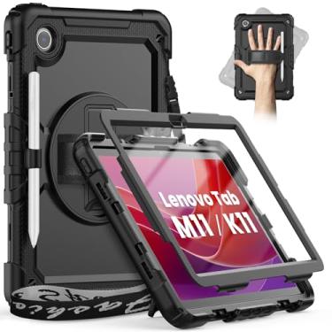 Imagem de timecity Capa para tablet Lenovo Tab M11 (TB330FU/TB330XU) de 11 polegadas com suporte para caneta/suporte de caneta/protetor de tela/alça de mão de 360°, para Tab K11 LTE 2024/Lenovo Xiaoxin Pad 2024