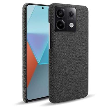 Imagem de Capa para Xiaomi POCO M6 Pro 4G,Capa desenhada em lona,Case Protetora Ultrafina com Empunhadura Macia,Design em Tecido Antichoque e Antiarranhões-Black