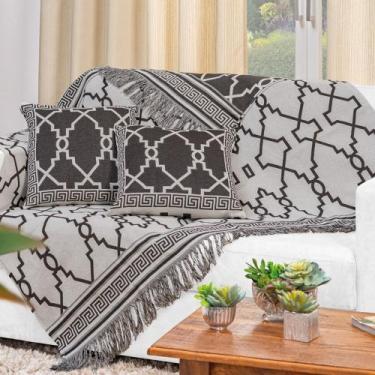 Imagem de Xale grécia para sofá 5 pçs tecido jacquard  dupla face - MORADA DOS E