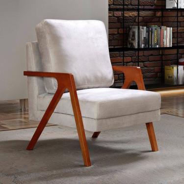 Imagem de Poltrona Kiara Decorativa Moderna Confortável Sala Recepção Flecha Bege