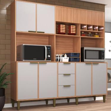 Imagem de Cozinha Compacta Ripada 7 Portas 3 Gavetas com Pia Emilia J Carvalho