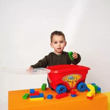 Imagem de Blocos De Montar Carrinho Puxar 48 Peças Brinquedo - GGB